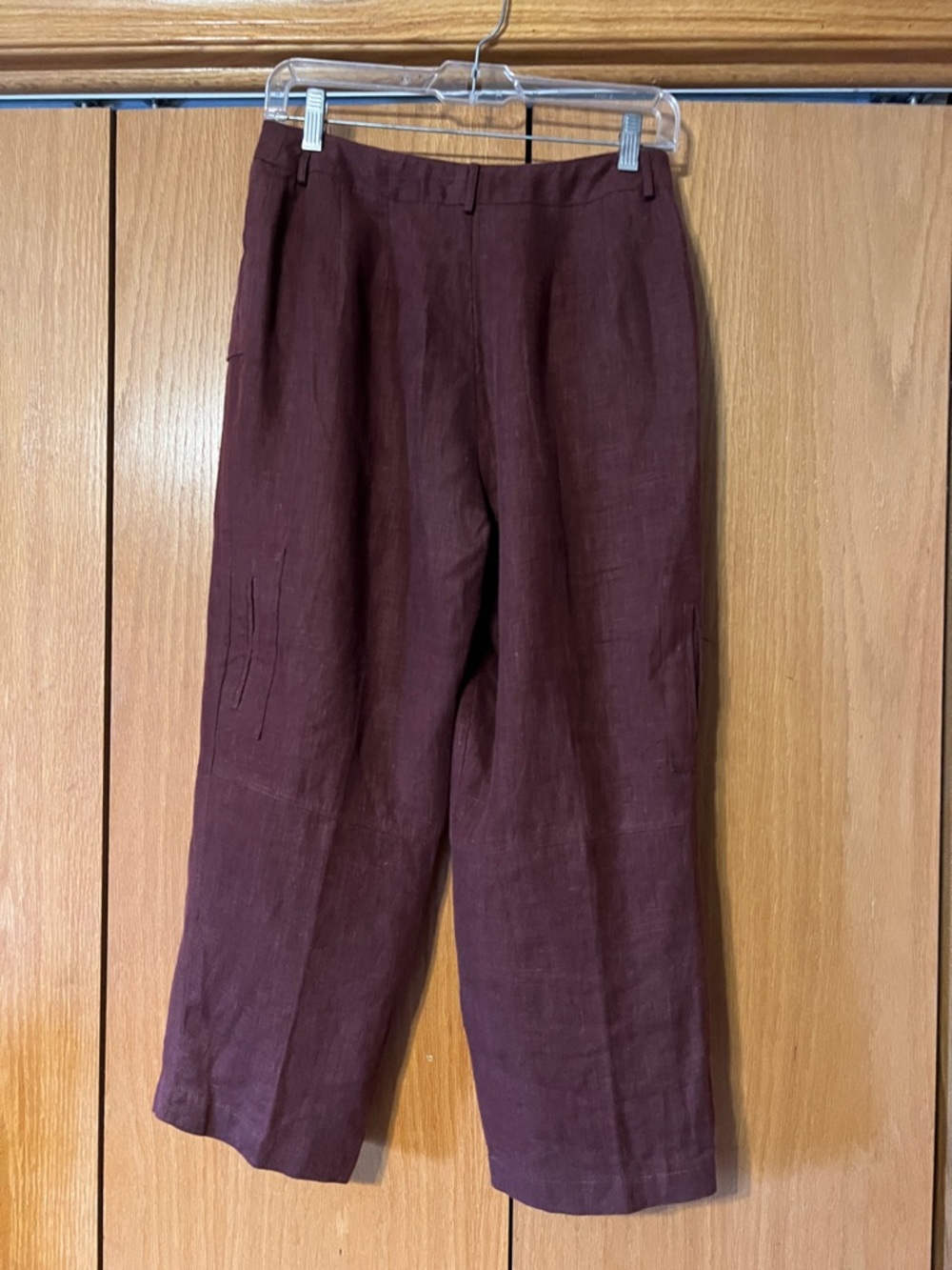 VTG Harve Bernard Sz. Sm. Linen Capri. Good cond. burgundy. - Picture 2 of 9
